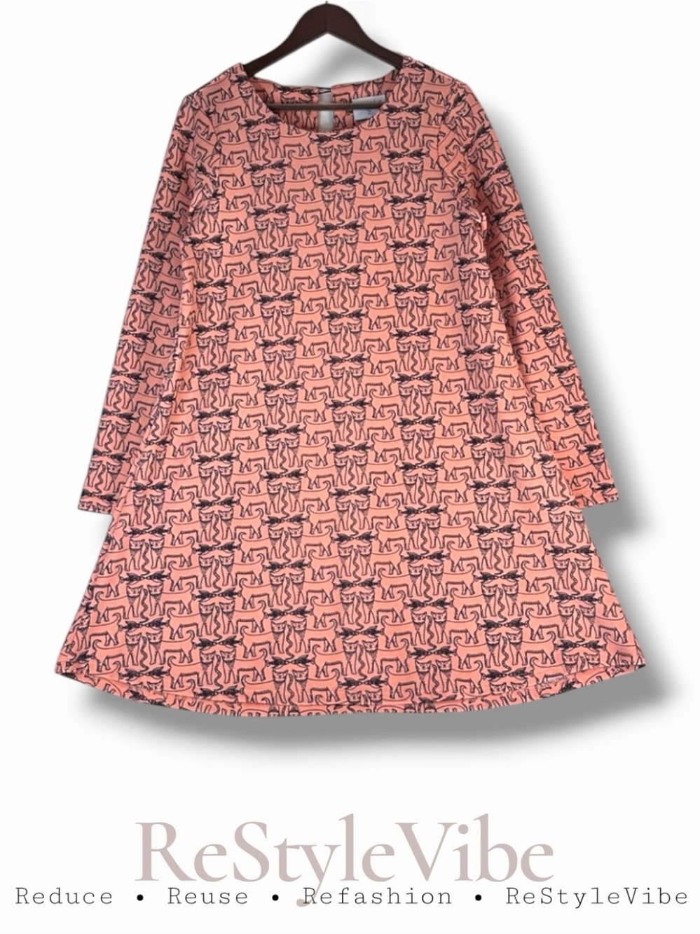 COMPANIA FANTASTICA
Women’s Size L Dress Cats Fish Pattern Long Sleeve Mini
